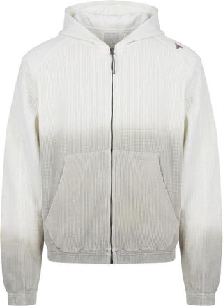 Roa Bee Sun Faded Waffle Zip Up Hoodie - Heren - Sportshirts - Wit - S - Katoen - Fitness