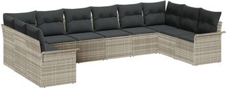 vidaXL Vidaxl - Garden Sofa Set with Cushion 10 pcs Light grey Poly rattan