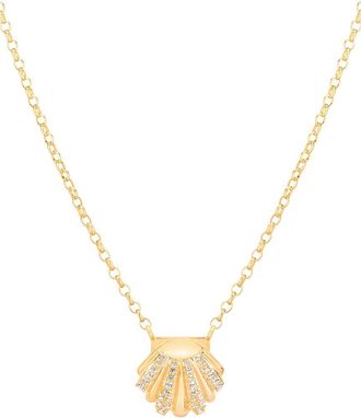 Gabi Rielle 14K Over Silver Cz Seashell Necklace