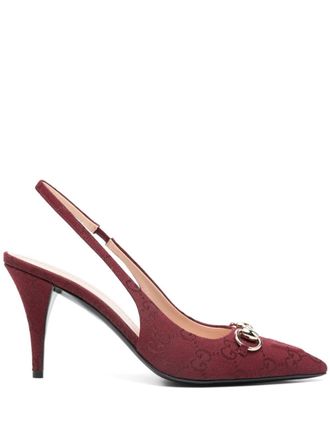 Gucci 85 mm Horsebit slingback pumps - Rood