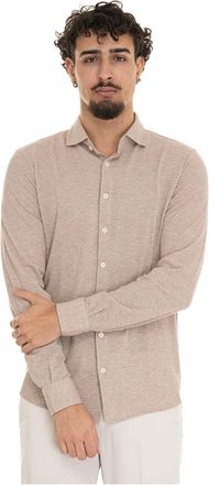 Gran Sasso Lange mouwen Frans hals shirt - Heren - Casual Overhemden - Beige - 2XL - Katoen - Overhemden