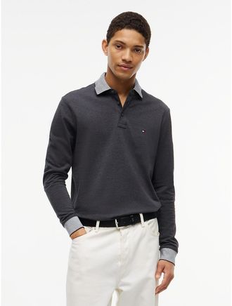 Tommy Hilfiger Mens Regular Fit Two-Tone Pique Polo - Grey Heather - XXL