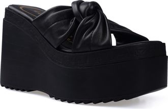 Candie's Kornelia Platform Wedge Slide Sandal in Blklt at Nordstrom, Size 10