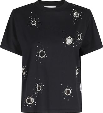Des_Phemmes Black Classic All-Over Rhinestone Cotton T-Shirt