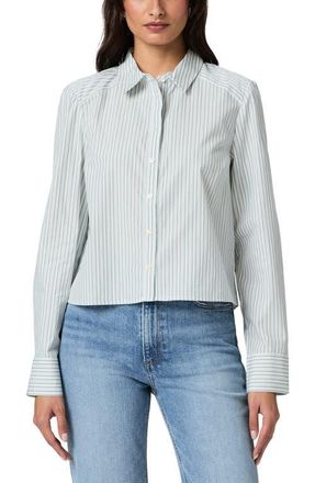 Paige Hettie Stripe Cotton Button-Up Shirt in Surf/white at Nordstrom, Size X-Small