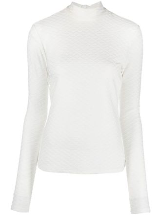 Karl Lagerfeld textured long-sleeve top - White