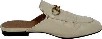 Gucci Pre-owned Womens Horsebit Accent Mules in White Leather - Multicolour - Size EU 36