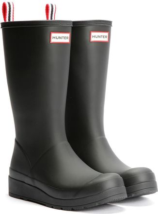 Hunter Play Tall Rubber Womens Black Wellington Boots - Size UK 4