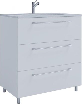 ebuy24 Vcm 2 Piezas Lavabo Lavabo Gabinete Inferior Ancho 80 Cm Muebles De Ba&ntilde;o Conjunto De Pie 3 Cajones Badinos (blanco)