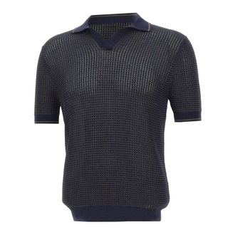Gran Sasso V-neck Knitwear, male, Blue, Size: S Tennis M/M Polo