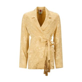 Farm Rio FARM Rio, Kimonos, female, Beige, Size: XS Long Sleeve Blazer