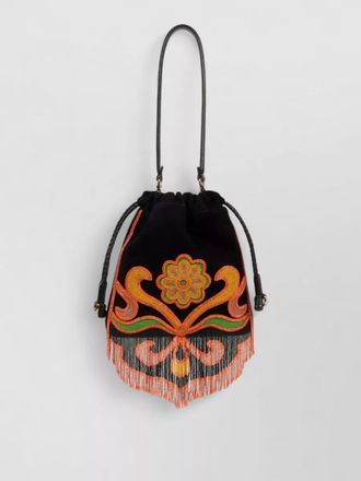 Etro shoulder bag beaded fringe embroidered top handle