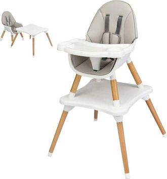 Costway Costway - Seggiolone Prima Pappa, Seggiolino Neonati, con Cintura di Sicurezza a 5 Punti, Vassoio Rimovibile e Regolebile (Grigio)