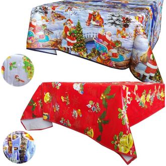 Trade Shop Trade Shop - Mantel Navide&ntilde;o Rectangular De Pl&aacute;stico 120 X 230 Cm Tambi&eacute;n Como Mantel