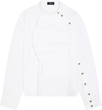 A.W.A.K.E Mode Ruffled Asymmetric Stretch-cotton Shirt - White - 40 (UK12 / M)