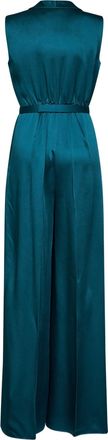 Max Mara Womens Belted Tuxedo Jumpsuit Mseorario Oil Green Acetate Tracksuits