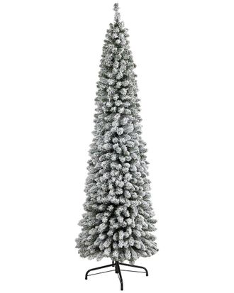 Nearly Natural 7ft Flocked Pencil Artificial Christmas Tree