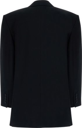 Saint Laurent Womens Double-Breasted Wool Jacket Black Blazers