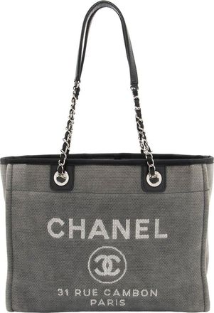 Chanel Black Denim Deauville Small Tote (Authentic Pre-Loved)