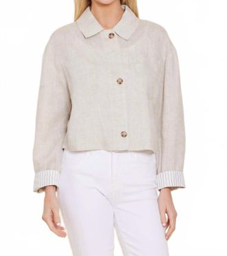 Dolce Cabo Pinstripe Cuff Jacket In Linen