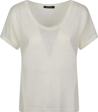 Aragona U Neck T-Shirt - Dames - T-shirts - Wit - XS - Linnen - Tops