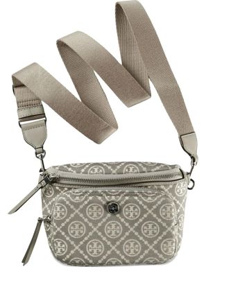 Tory Burch logo pattern belt bag - women - Cotton/Polyester/Calf Leather/Cotton - One Size - Grey