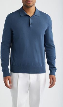 BOSS Gemello Cotton Polo Sweater in Open Blue at Nordstrom, Size Xx-Large