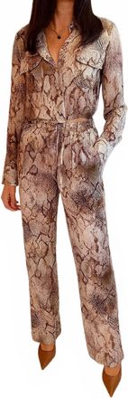 Karina Grimaldi Willow Print Pants In Natural Snake