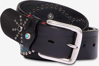 Fausto Colato Nietenbesetzter G&uuml;rtel aus Glattleder Casual - 40mm