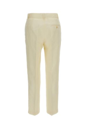 Alberto Biani Ankle-Length Straight-Leg Linen Blend Trousers