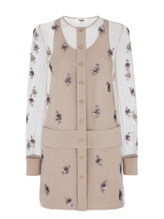 Fendi Abito In Tulle Con Ricami