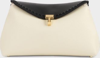 Toteme T-Lock Embroidered Leather Clutch Bag