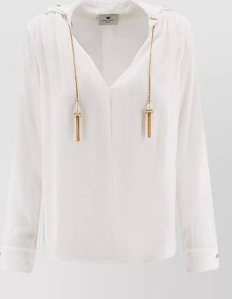 Elisabetta Franchi viscose shirt gold chain detail neckline