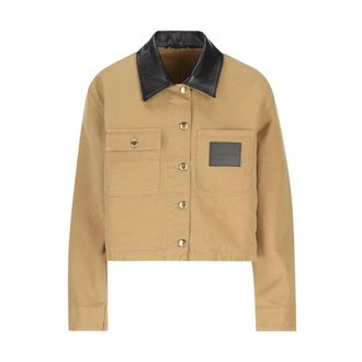 Balenciaga Jassen, Dames, Beige, S, Katoen, Cropped Werkkleding Jas