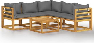 vidaXL Juego De Muebles Jard&iacute;n 6 Pzas Con Cojines Madera Maciza Acacia Vidaxl