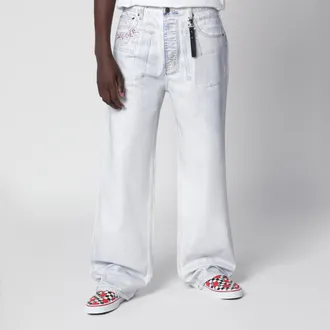 Dagger White faded jeans with distressed effect