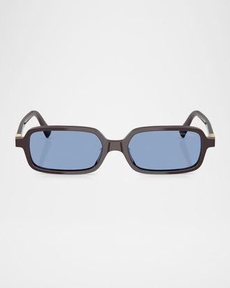Miu Miu Logo Acetate Rectangle Sunglasses