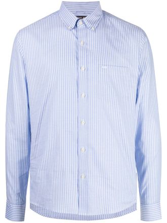 Michael Kors Oxford logo-embroidered striped shirt - Blue