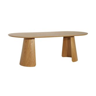Sweeek Mesa de comedor oblonga decorada en madera, 8 plazas, roble