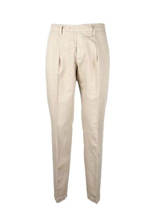 Giampaolo Beige Regular Fit Pants With Pleated Front Detailing