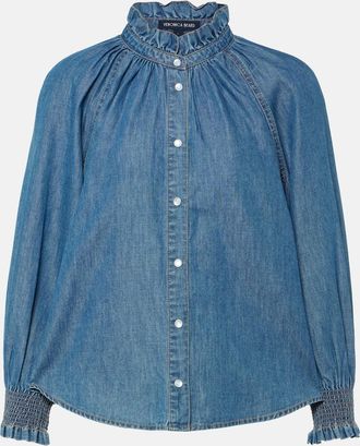Veronica Beard Calisto ruched denim shirt