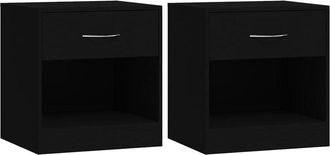 vidaXL Mesitas de noche 2 unidades con cajón negro Vidaxl