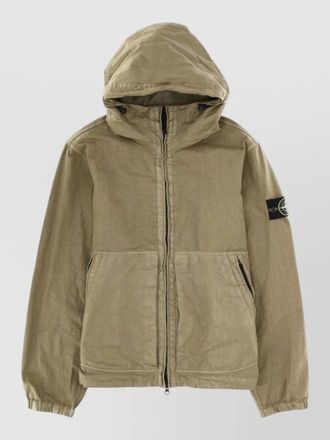 Stone Island hooded regular jacket elastic cuffs pockets