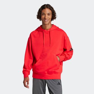 adidas Kapuzensweatshirt ADIDAS SPORTSWEAR ESSENTIALS LOOSE-FIT 3-STREIFEN LOGO FRENCH TERRY HOODIE, Herren, Gr. M, rot (pure ruby, schwarz), Obermaterial: 5