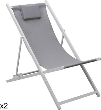 Happy Garden Lote de 2 hamacas reclinables de textileno gris y aluminio antracita