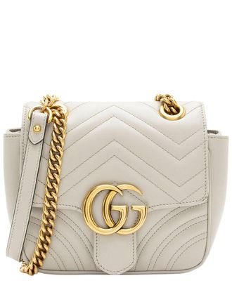 Gucci Grey Matelasse Leather Gg Marmont Square Mini Shoulder Bag (Authentic Pre-Loved)