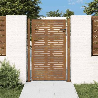 vidaXL Cancello Da Giardino 105x130 Cm Acciaio Corten Design Quadrato - Vidaxl