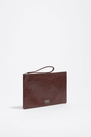 Bimba & Lola Medium Leather Zip Clutch in Moka at Nordstrom