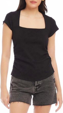 Fifteen Twenty Lorna Cap Sleeve Square Neck Top In Black