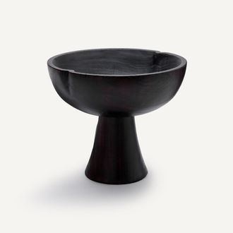 AM.PM Schaal op voet van gebrand mahoniehout, Kuchoma